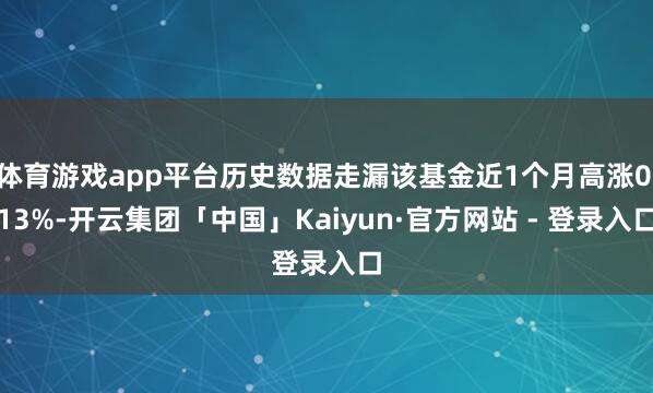 体育游戏app平台历史数据走漏该基金近1个月高涨0.13%-开云集团「中国」Kaiyun·官方网站 - 登录入口